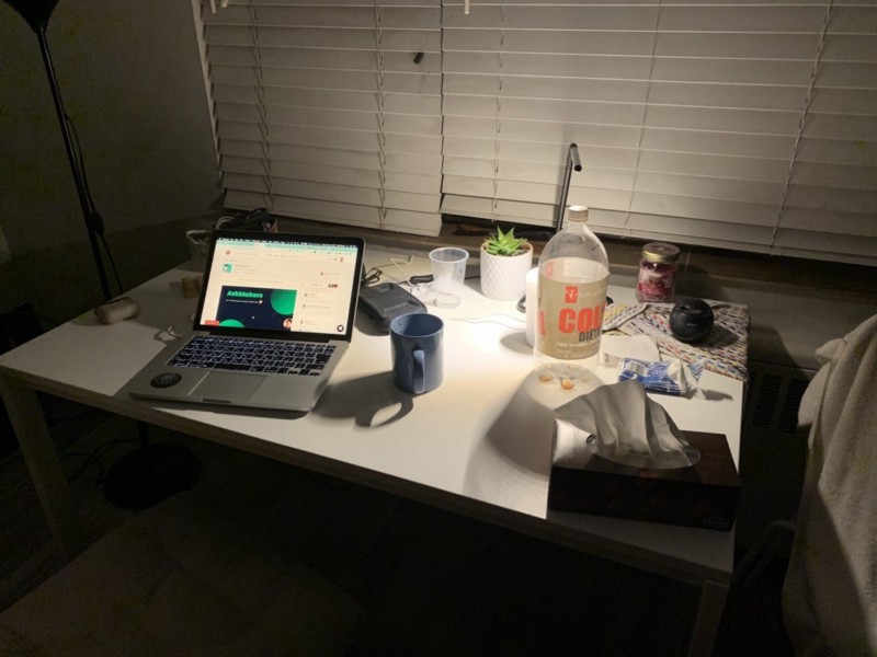 my desk at about 4 am